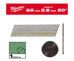 MILWAUKEE DRAADNAGELS, 20°, RONDE KOP