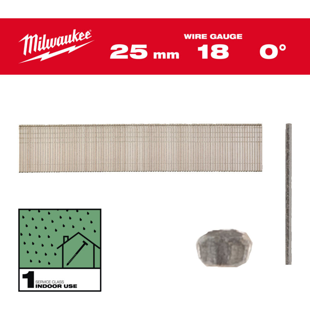 MILWAUKEE BRAD SPIJKERS, 18 GAUGE, DUNNE KOP INDOOR USE