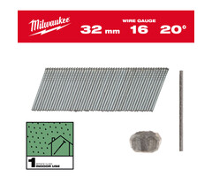 MILWAUKEE AFWERKSPIJKERS, 16 GAUGE, 20°, DUNNE KOP INDOOR USE