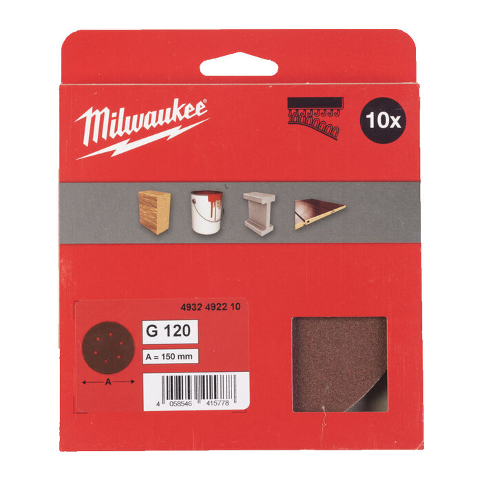 MILWAUKEE SCHUURPAPIER  ⌀ 150 MM VOOR EXCENTRISCHE SCHUURMACHINES