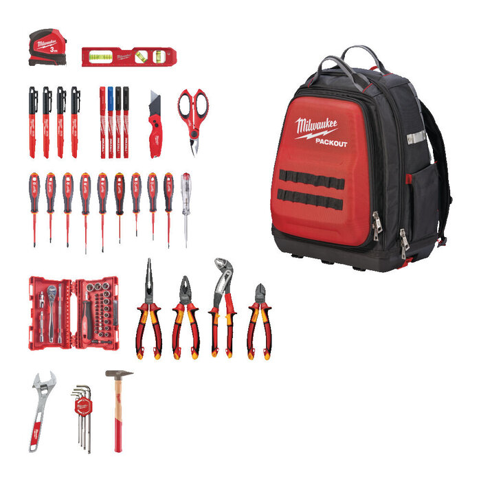 MILWAUKEE PACKOUT BACKPACK ELECTRICIAN 76 DELIGE SET