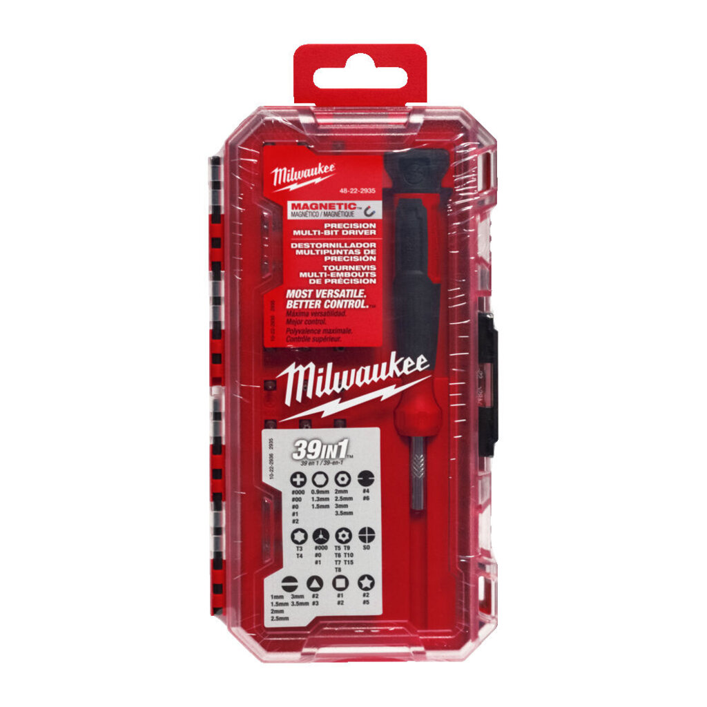 MILWAUKEE Schroevendraaier 39 in 1 multi-Bit precisie in PACKOUT Ready box
