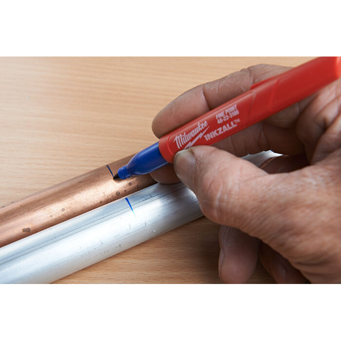 MILWAUKEE Marker INKZALL™ Fijne punt 1,0 mm zwart/rood/blauw/groen (blister 4 stuks)