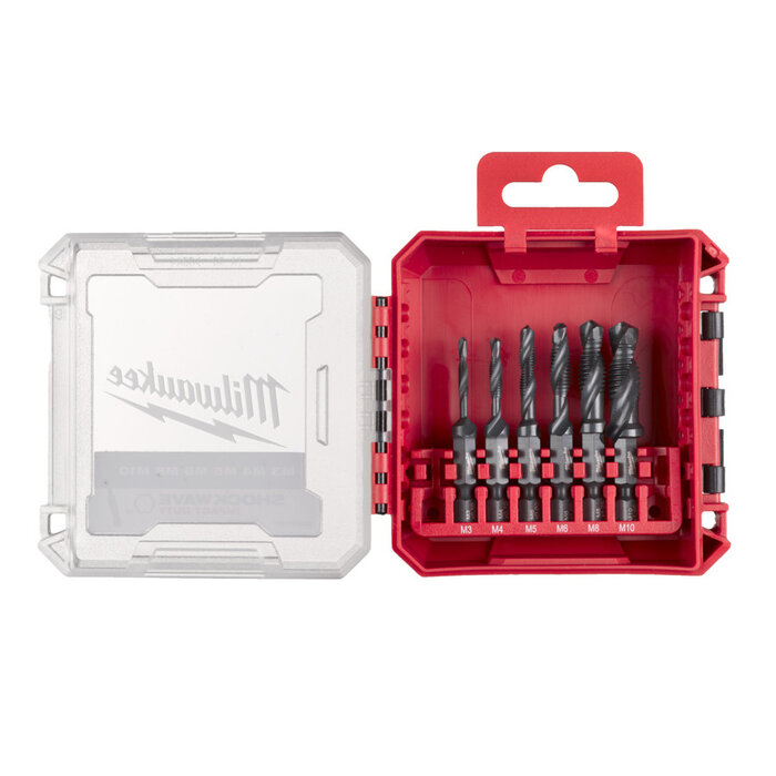 MILWAUKEE SHOCKWAVE 3-in-1 Draadtapper HEX HSS-G 6-delige Set in PACKOUT Ready box