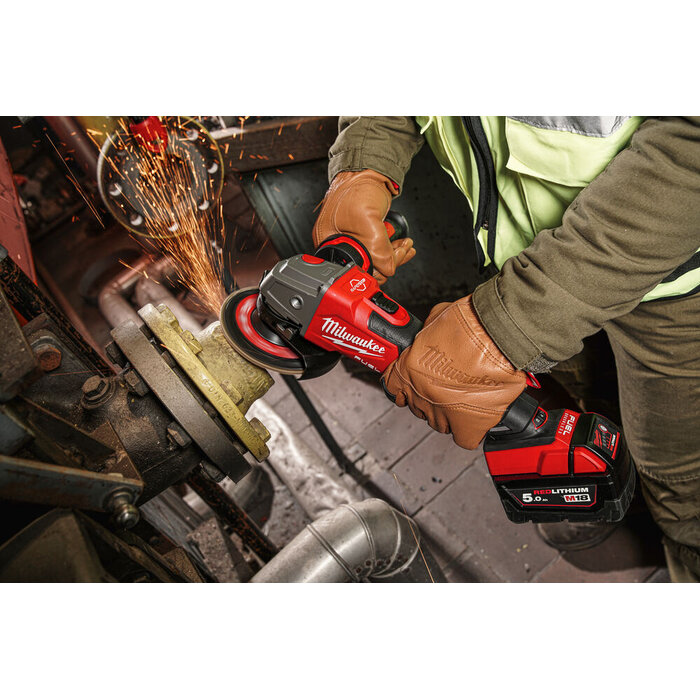 MILWAUKEE M18 FSAGV125XB 125mm haakse slijpmachine met schuifschakelaar, variabel toerental en remfunctie