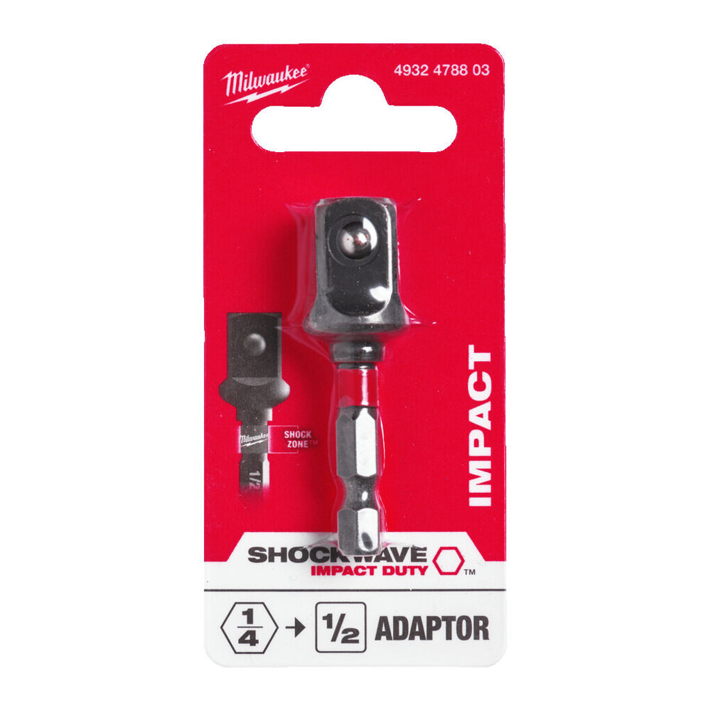 MILWAUKEE Dopadapter SHOCKWAVE 1/4 Hex - 1/2 aandrijfvierkant
