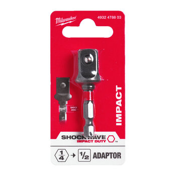 MILWAUKEE Dopadapter SHOCKWAVE 1/4 Hex - 1/2 aandrijfvierkant