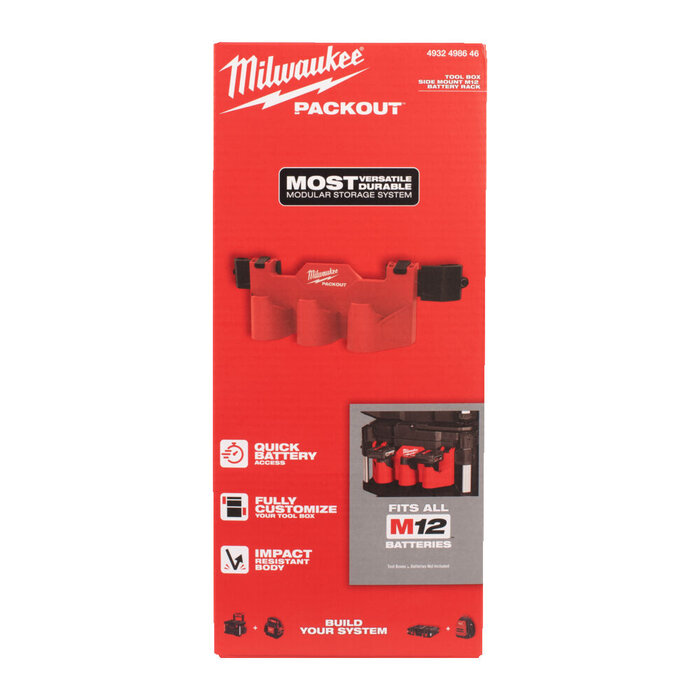 MILWAUKEE PACKOUT™ zijmontage M12™ accu rek