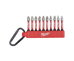 MILWAUKEE Schroefbit set SHOCKWAVE Karabijnhaak 4x PZ2, 4x PH2, TX20, TX25,