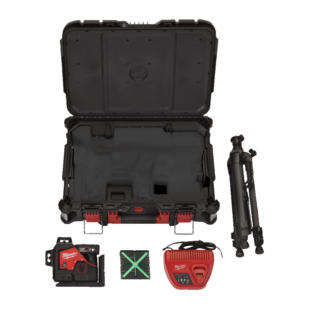 MILWAUKEE M12 3PLSKIT-401P driedimensionale laser met 3 groene 360° laser cirkels in PACKOUT kit