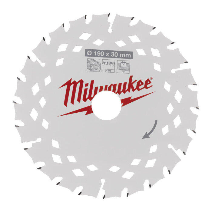 MILWAUKEE CIRKELZAAGBLAD ø190 asgat ø30