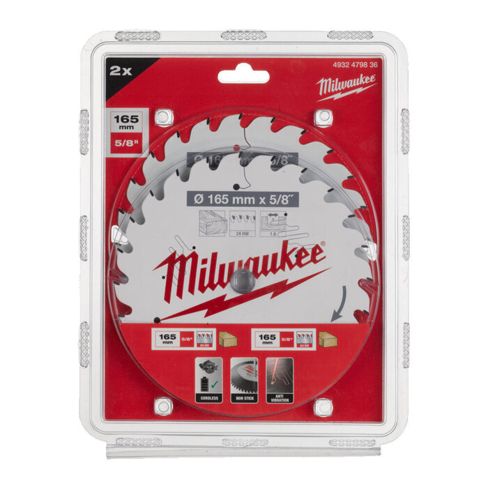 MILWAUKEE CIRKELZAAGBLAD ø165 asgat ø15.87