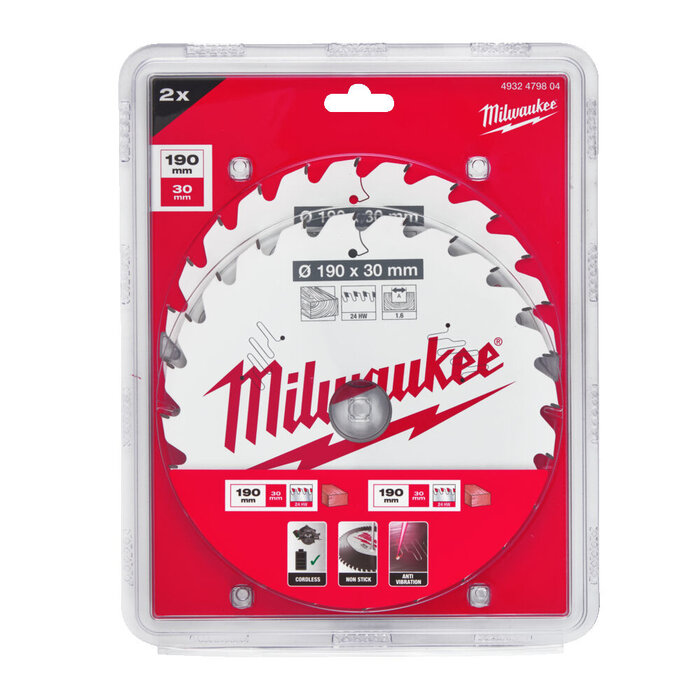 MILWAUKEE CIRKELZAAGBLAD ø190 asgat ø30