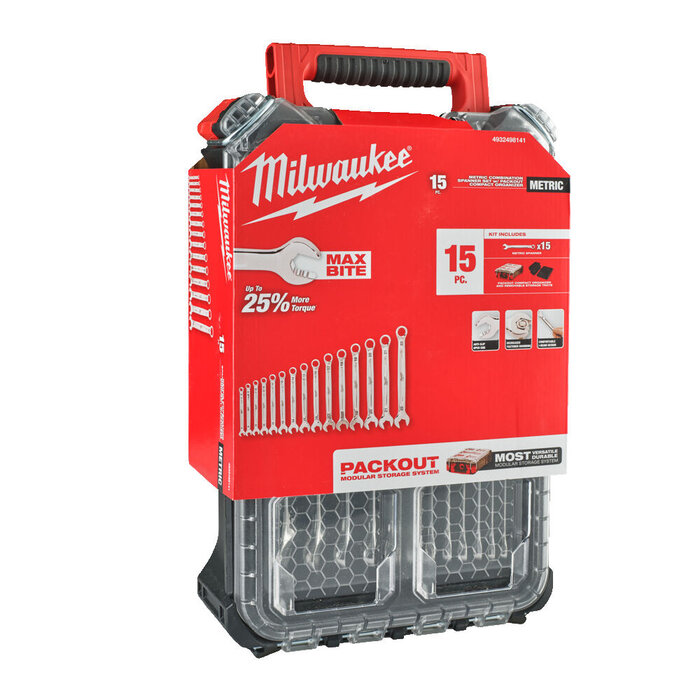 MILWAUKEE MAX BITE™ Combinatiesleutelset met PACKOUT organiser (15-delig)