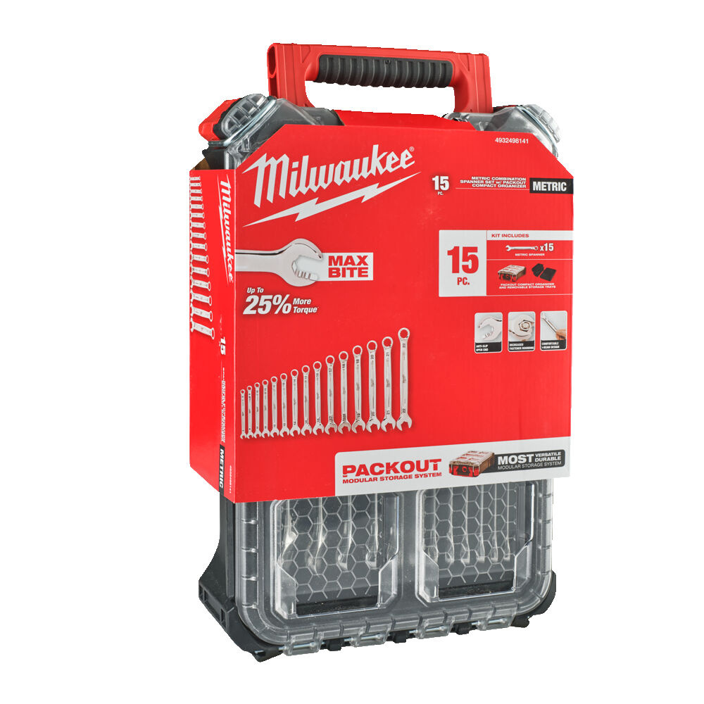 MILWAUKEE MAX BITE™ Combinatiesleutelset met PACKOUT organiser (15-delig)
