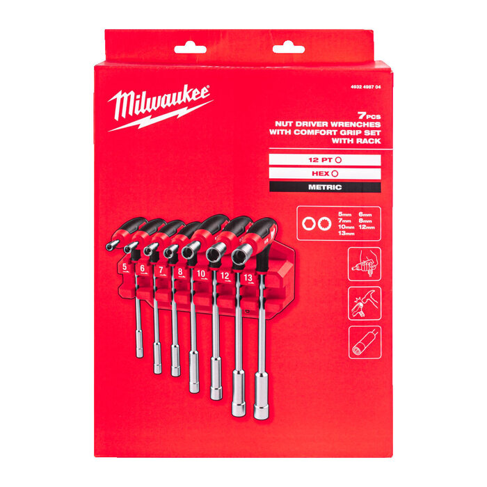 MILWAUKEE Dopschroevendraaierset met T hendel comfort grip