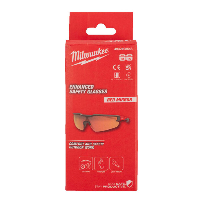 MILWAUKEE Veiligheidsbril Enhanced - Rood gespiegeld glas