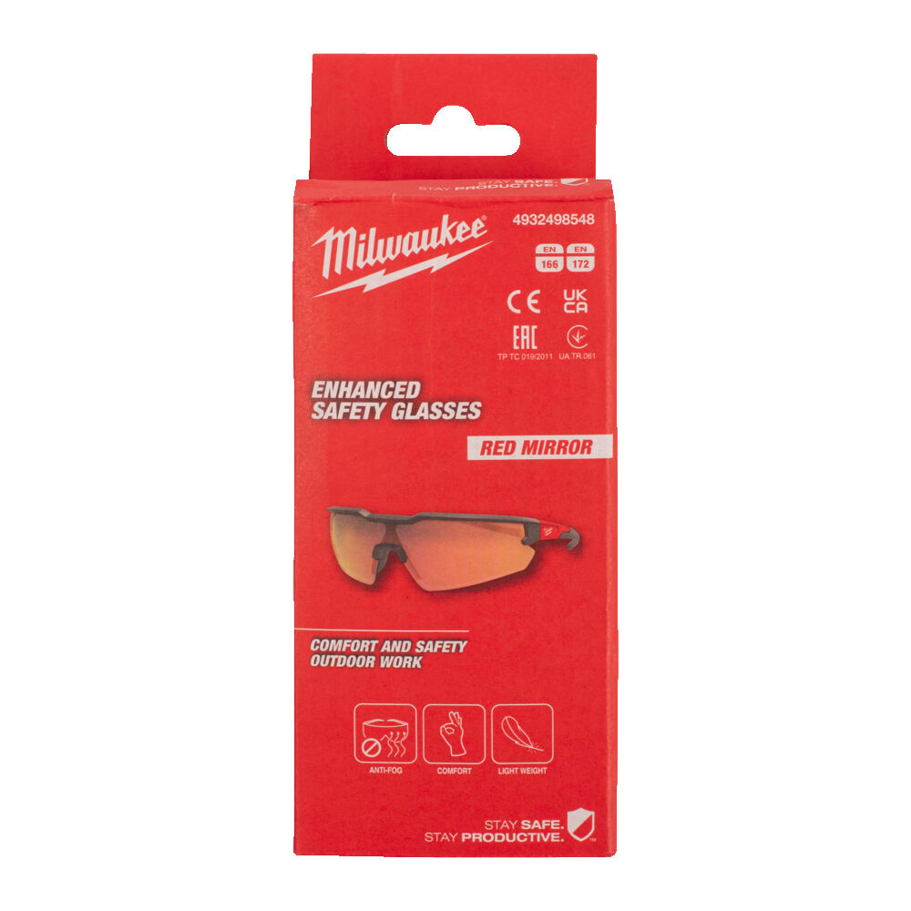 MILWAUKEE Veiligheidsbril Enhanced - Rood gespiegeld glas