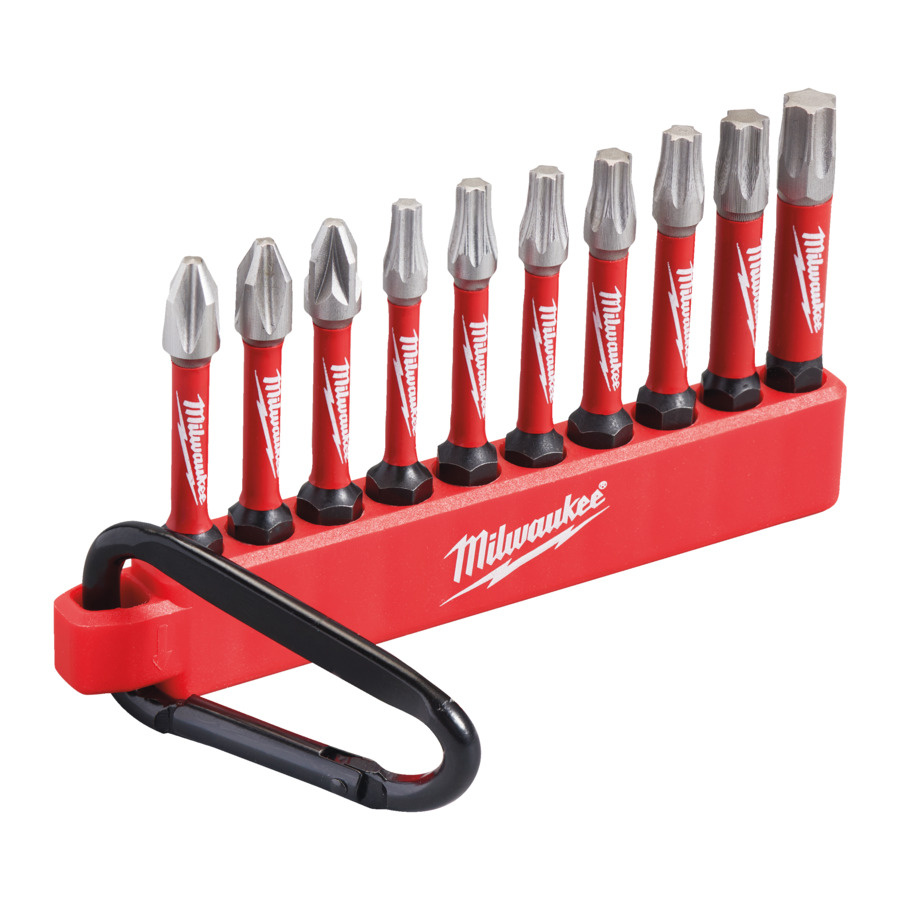 MILWAUKEE Schroefbit set SHOCKWAVE Karabijnhaak PZ2, TX15, TX30, TX40, 2x PH2, 2x TX20, 2x TX25,