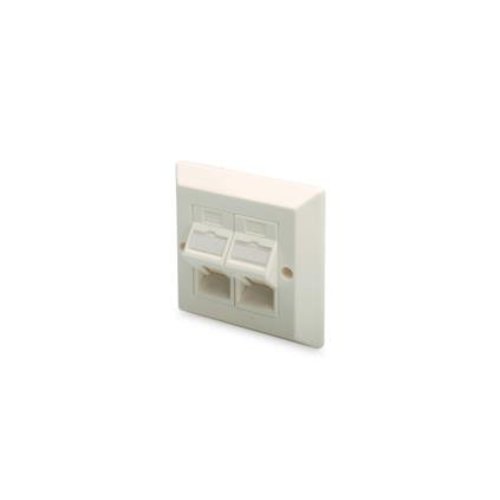 Frontplatte für Keystone Module, 2x RJ45 Staubschutz, 86x86 mm + Zentralplatte, reinweiß, UK Version