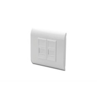 Frontplatte für Keystone Module, 2x RJ45 Staubschutz, 80x80 mm + 2x 22,5 mm Moduleinsatz, Farbe Reinweiß