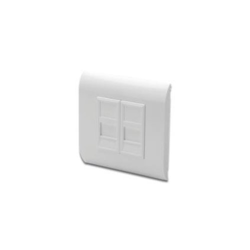 Frontplatte für Keystone Module, 2x RJ45 Staubschutz, 80x80 mm + 2x 22,5 mm Moduleinsatz, Farbe Reinweiß