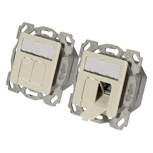 Datendose Cat.6a 500MHz o/u,UP, 2xRJ45, RAL9010, V1-2016