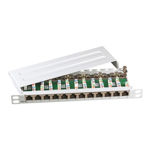 Patchpanel 12xRJ45 10"/0,5 HECat.6A RAL9005 schwarz