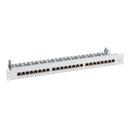 Patchpanel 24xRJ45 1HE Cat.6Class E 250 MHz, RAL7035 grau