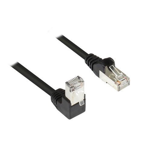 Patchkabel sw 2xRJ45 Cat.6A 1:1 90°/180° 2m