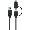 USB 3.0 Kabel mit 1 USB A auf USB-C™-Adapter, schwar-USB 3.0-Stecker (Typ A) > USB 3.0-Stecker (Typ A) 1M