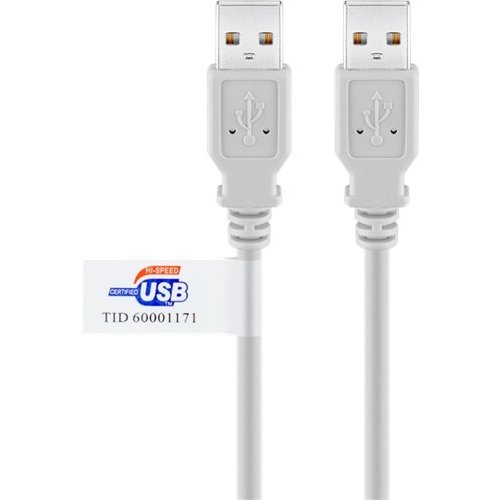 USB 2.0 Hi-Speed Kabel mit USB Zertifikat, Grau<br>USB 2.0-Stecker (Typ A) > USB 2.0-Stecker (Typ A)