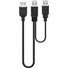 USB 2.0 Hi-Speed Dual-Power Kabel, Schwarz<br>USB 2.0-Stecker (Typ A) + USB 2.0-Stecker (Typ A) > USB 2.0-Buchse (Typ A) 0.3 M