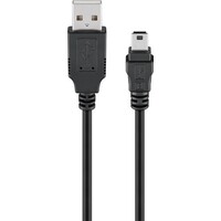 USB 2.0 Hi-Speed Kabel, Schwarz<br>USB 2.0-Stecker (Typ A) > USB 2.0-Mini-Stecker (Typ B, 5-Pin)