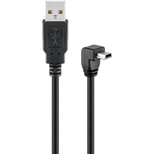 USB 2.0 Hi-Speed Kabel 90°, Schwarz<br>USB 2.0-Stecker (Typ A) > USB 2.0-Mini-Stecker (Typ B, 5-Pin) 90°