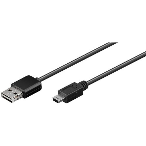 EASY USB Sync- und Ladekabel, Schwarz<br>USB 2.0-Easy-Stecker (Typ A) > USB 2.0-Mini-Stecker (Typ B, 5-Pin)