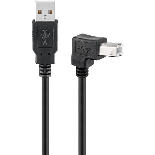 USB 2.0 Hi-Speed Kabel 90°, Schwarz<br>USB 2.0-Stecker (Typ A) > USB 2.0-Stecker (Typ B)