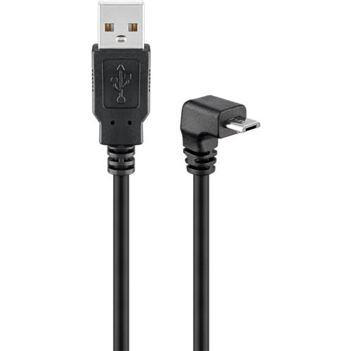 USB 2.0 Hi-Speed Kabel 90°, Schwarz<br>USB 2.0-Buchse (Typ A) > USB 2.0-Micro-Stecker (Typ B) 90°