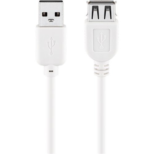 USB 2.0 Hi-Speed Verlängerungskabel, Weiß<br>USB 2.0-Stecker (Typ A) > USB 2.0-Buchse (Typ A)