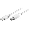 USB 2.0 Hi-Speed Kabel, Weiß<br>USB 2.0-Stecker (Typ A) > USB 2.0-Stecker (Typ B) 1M
