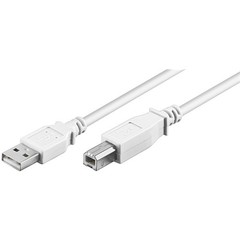 USB 2.0 Hi-Speed Kabel, Weiß<br>USB 2.0-Stecker (Typ A) > USB 2.0-Stecker (Typ B) 1M