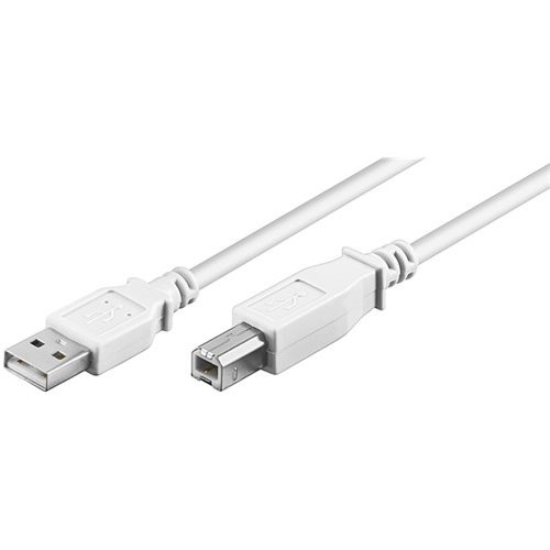 USB 2.0 Hi-Speed Kabel, Weiß<br>USB 2.0-Stecker (Typ A) > USB 2.0-Stecker (Typ B)