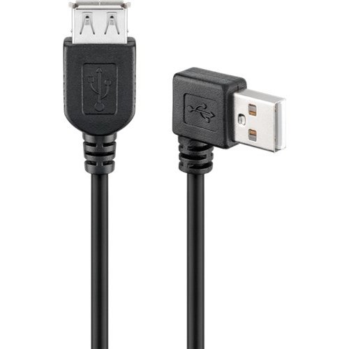 USB 2.0 Hi-Speed Verlängerungskabel 90°, Schwarz<br>USB 2.0-Buchse (Typ A) > USB 2.0-Stecker (Typ A) 90°