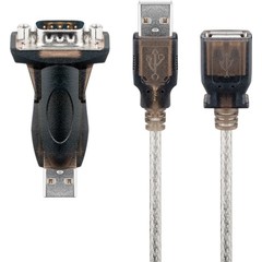 USB seriell RS232 Konverter mini, Transparent<br>USB 2.0-Stecker (Typ A) > D-SUB/RS-232-Stecker (9-polig) 1.5M
