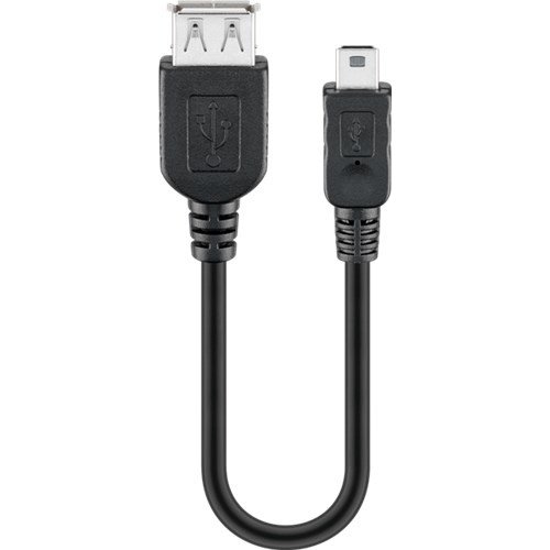 USB 2.0 Hi-Speed Adapter 0,2 m<br>USB 2.0-Buchse (Typ A) > USB 2.0-Mini-Stecker (Typ B, 5-Pin)
