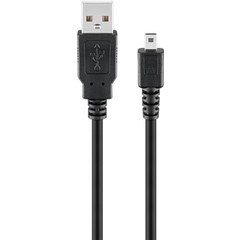 USB 2.0 Hi-Speed Kabel, Schwarz<br>USB 2.0-Stecker (Typ A) > USB 2.0-Mini-Stecker (Typ B, 8-Pin) 1.8M