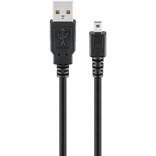 USB 2.0 Hi-Speed Kabel, Schwarz<br>USB 2.0-Stecker (Typ A) > USB 2.0-Mini-Stecker (Typ B, 8-Pin)