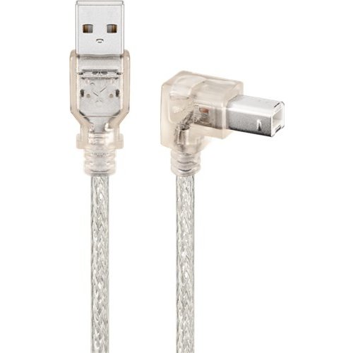 USB 2.0 Hi-Speed Kabel 90°, Transparent<br>USB 2.0-Stecker (Typ A) > USB 2.0-Stecker (Typ B) 90°