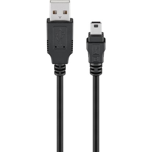 USB 2.0 Hi-Speed Kabel, Schwarz<br>USB 2.0-Stecker (Typ A) > USB 2.0-Mini-Stecker (Typ B, 5-Pin)