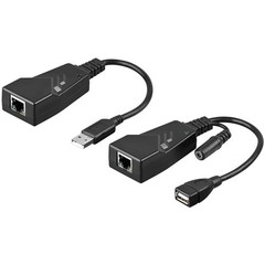 CAT 5/5a/6 / USB 2.0 Konverter, Schwarz<br>überträgt USB-Signale per Netzwerkkabel bis zu 100 m